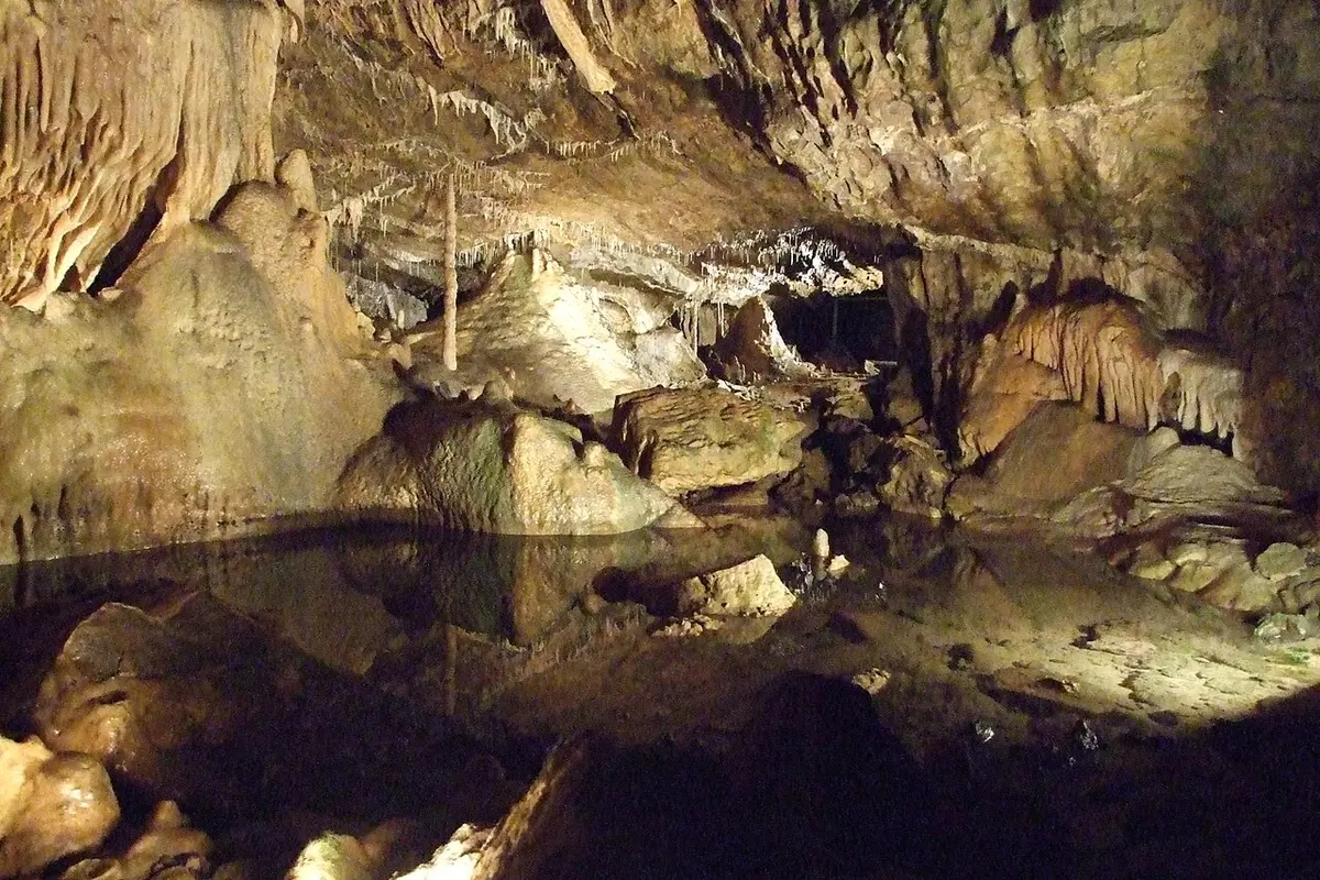 Druipsteenformaties in de grotten van Hotton